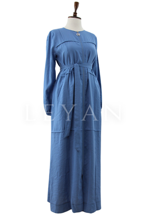 Orhan Store Nervürlü Ferace- LYN03831 İndigo