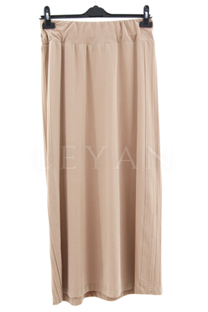 Sentez Nervürlü Etek- LYN03596 Bej