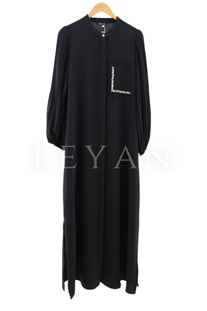 Mıcca Piliseli İncili Ferace-LYN03311 Siyah