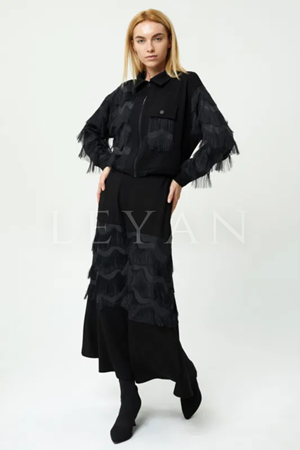 Orhan Store Püsküllü Etekli Takım- LYN03456 Siyah