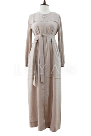 Orhan Store Nervürlü Ferace- LYN03831 Vizon