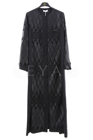 Orhan Store Güpürlü Ferace- LYN03598 Siyah