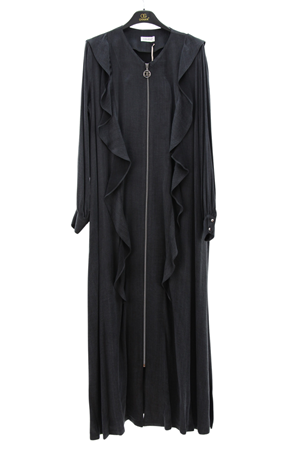 Orhan Store Volanlı Qupra Ferace- LYN03438 Siyah