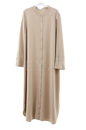 Defrina Düğmeli Tencel Kap- LYN03458 Bej