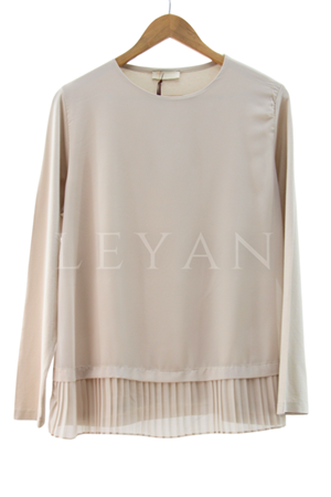 Kısa Piliseli Şifonlu İçlik- LYN03846 Bej