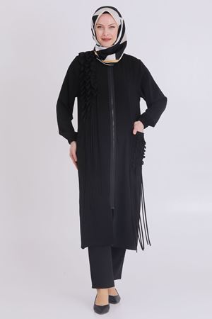 Behrem Fırfırlı Biyeli Kap- LYN03463 Siyah