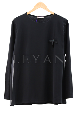 Yusufcuk Broşlu Şifonlu İçlik- LYN03843 Siyah