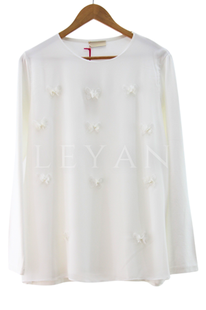 Kelebek Detaylı Şifonlu Bluz- LYN03847 Ekru