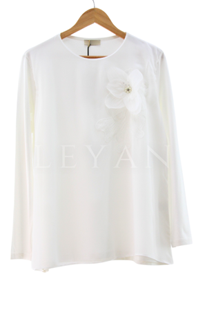 Güpür Detaylı Şifonlu Bluz- LYN03845 Ekru