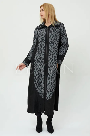 Orhan Store Leopar Desen Brokar Kap- LYN03296 Gri-Siyah