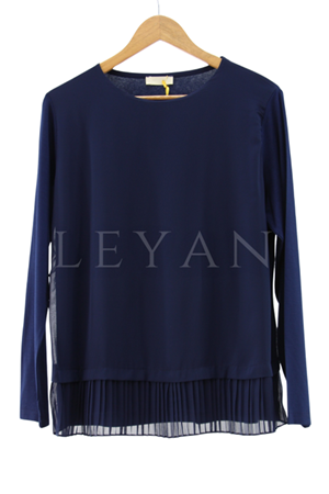 Kısa Piliseli Şifonlu İçlik- LYN03846 Lacivert