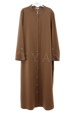 Defrina Düğmeli Tencel Kap- LYN03458 Kahve