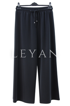 Sentez Berlin Yanı Nervürlü Geniş Bambu Pantolon- LYN04014 Siyah