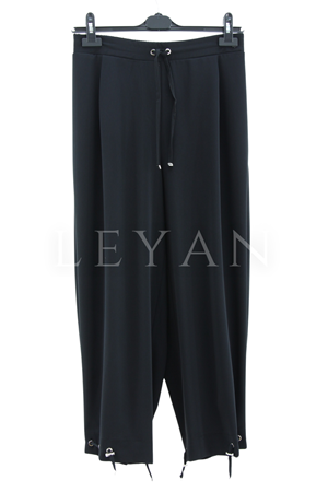 Sentez Paçası Kapsüllü Şalvar Pantolon- LYN03615 Siyah