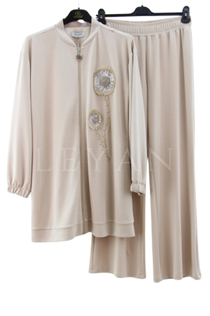Orhan Store Pantolonlu Takım- LYN03388 Bej
