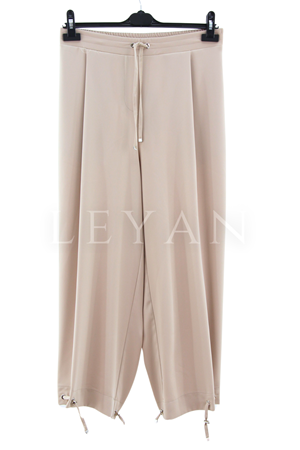 Sentez Paçası Kapsüllü Şalvar Pantolon- LYN03615 Bej