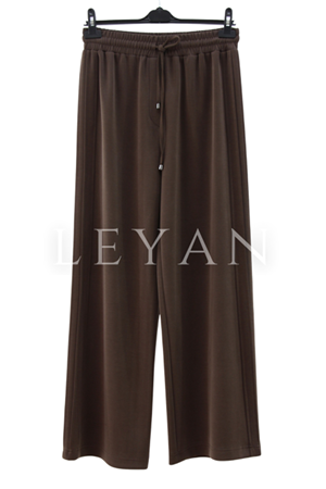 Sentez Berlin Yanı Nervürlü Geniş Bambu Pantolon- LYN04014 Kahve