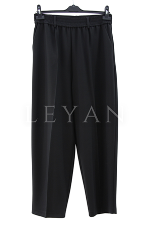 Sentez Angel Beli Lastikli Köprülü Havuç Pantolon- LYN04024 Siyah