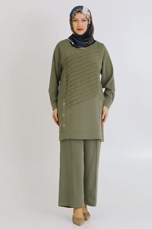 Behrem Şifon Detaylı Takım- LYN03363 Haki