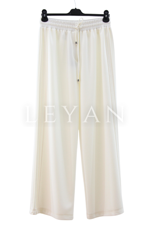 Sentez Berlin Yanı Nervürlü Geniş Bambu Pantolon- LYN04014 Ekru