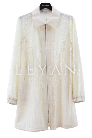 Fuat Gürşen Püskül Payetli Kap- LYN03723 Ekru