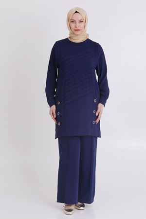 Behrem Şifon Detaylı Takım- LYN03363 Lacivert