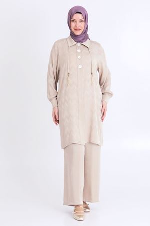 Behrem Lyocel Pantolonlu Takım- LYN03365 Bej