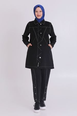 Behrem Tensel Pantolonlu Takım- LYN03364 Siyah