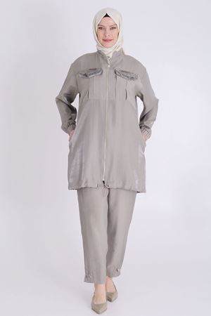 Behrem Taş İşleme Detaylı Takım- LYN03796 Gri