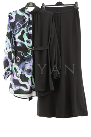 Orhan Store Desenli Takım- LYN03435 Mint