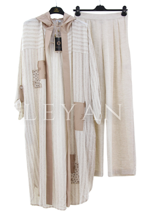Orhan Store Kapşonlu Takım- LYN03668 Bej