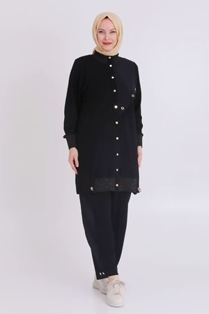 Behrem Paraşüt Detaylı Takım- LYN03368 Siyah