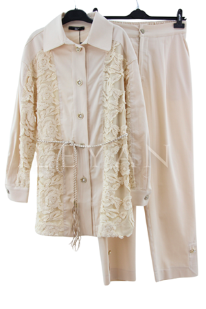 My312 Dantelli Kemerli Takım- LYN03621 Bej