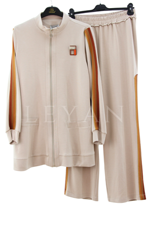 Orhan Store Şerit Detaylı Pantolonlu Takım- LYN03423 Bej
