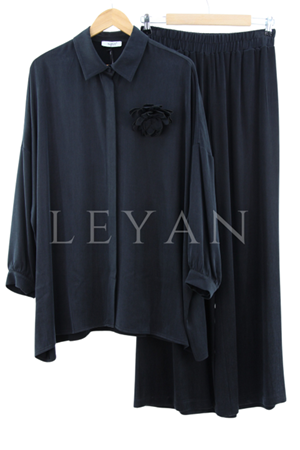 Nuss Broşlu Takım- LYN03617 Siyah