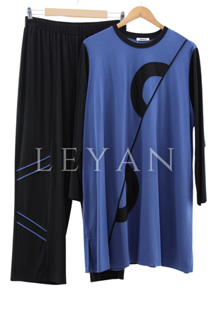 Defrina Büyük Beden Pantolonlu Takım- LYN03558 İndigo