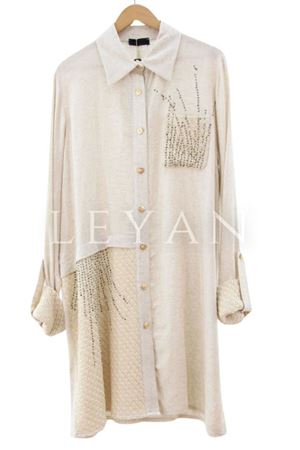 Safir File Ve Taş Detaylı Tunik- LYN03755 Bej