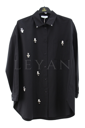 Orhan Store Taş Detaylı Gömlek- LYN03404 Siyah