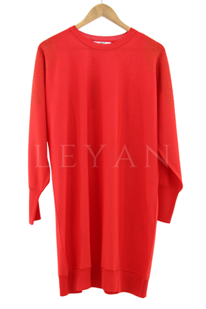 Tığ Triko Omzu Taşlı Tunik- LYN03372 Kırmızı