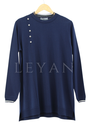 Tığ Triko Fırfır Detaylı Tunik- LYN03537 Lacivert