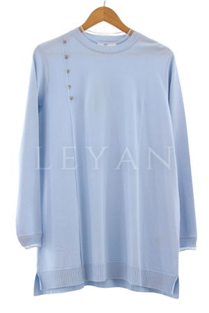 Tığ Triko Fırfır Detaylı Tunik- LYN03537 Bebe Mavisi