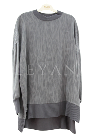 Nuss Ribanalı Qupra Tunik- LYN03491 Gri