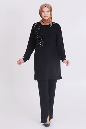 Behrem Taşlı Tunik- LYN03344 Siyah