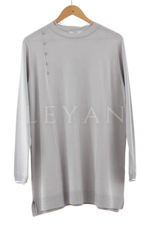 Tığ Triko Fırfır Detaylı Tunik- LYN03537 Gri