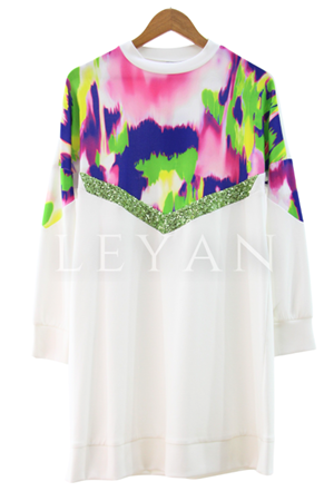 Orhan Store Desenli Payet Detaylı Tunik- LYN03841 Yeşil