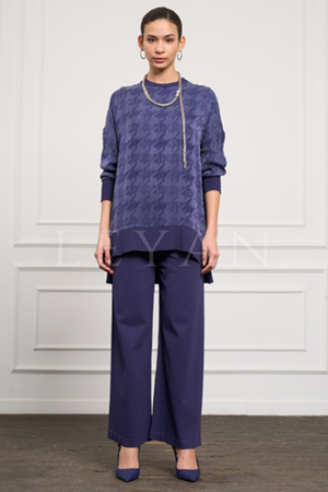 Nuss Ribanalı Qupra Tunik- LYN03491 Morcivert