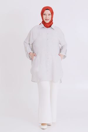 Behrem Oversize Tunik- LYN03349 Gri