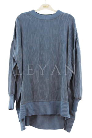 Nuss Ribanalı Qupra Tunik- LYN03491 Mavi