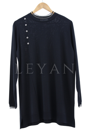 Tığ Triko Fırfır Detaylı Tunik- LYN03537 Siyah