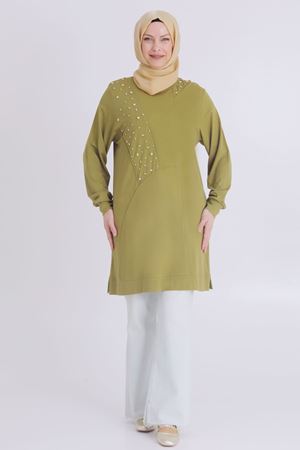 Behrem Taşlı Tunik- LYN03344 Olive